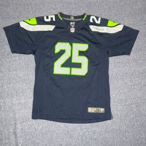 Nike Seattle Seahawks Richard Sherman 25 Kids XL Jersey Navy Blue NFL On Field